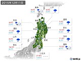 2015年12月11日の東北地方の実況天気