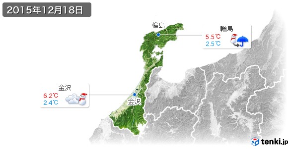 石川県(2015年12月18日の天気