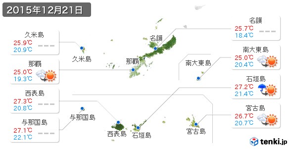 沖縄県(2015年12月21日の天気