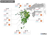 2015年12月28日の九州地方の実況天気