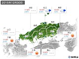 2015年12月30日の中国地方の実況天気