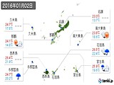 2016年01月02日の沖縄県の実況天気