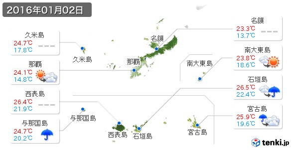 沖縄県(2016年01月02日の天気