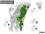 2016年01月05日の宮崎県の実況天気