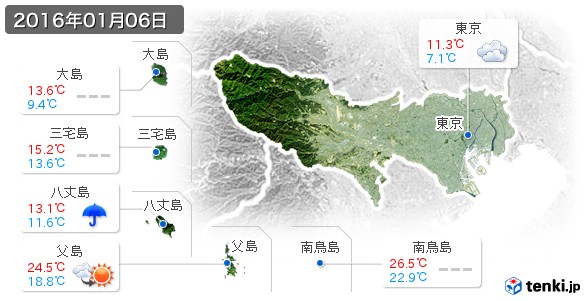 東京都(2016年01月06日の天気