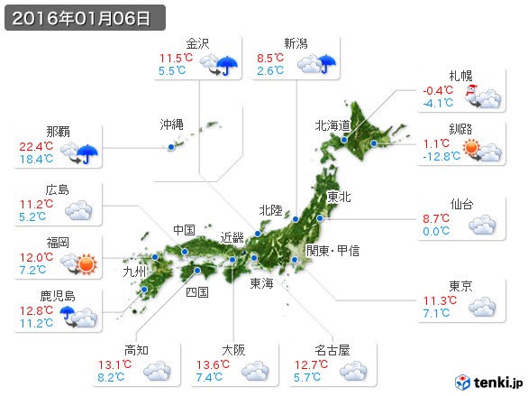 (2016年01月06日の天気