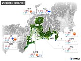 2016年01月07日の東海地方の実況天気