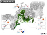 2016年01月10日の東海地方の実況天気