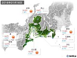 2016年01月16日の東海地方の実況天気