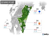 2016年01月18日の宮崎県の実況天気