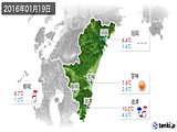 2016年01月19日の宮崎県の実況天気