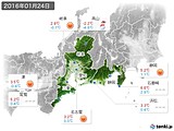 2016年01月24日の東海地方の実況天気