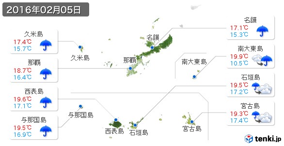 沖縄県(2016年02月05日の天気
