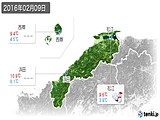 2016年02月09日の島根県の実況天気