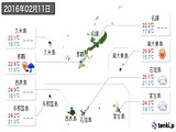 実況天気(2016年02月11日)