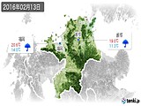 2016年02月13日の福岡県の実況天気