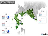 2016年02月20日の道南の実況天気