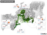 2016年02月23日の東海地方の実況天気