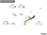 2016年02月25日の沖縄地方の実況天気