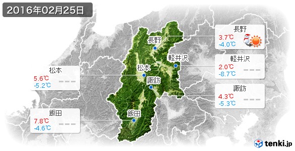 長野県(2016年02月25日の天気