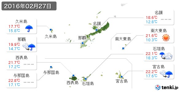 沖縄県(2016年02月27日の天気