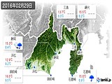2016年02月29日の静岡県の実況天気