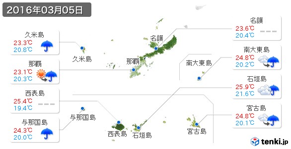 沖縄県(2016年03月05日の天気