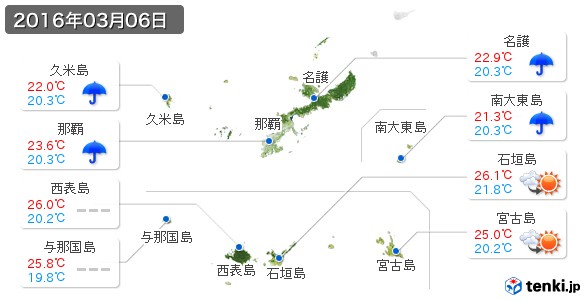 沖縄県(2016年03月06日の天気