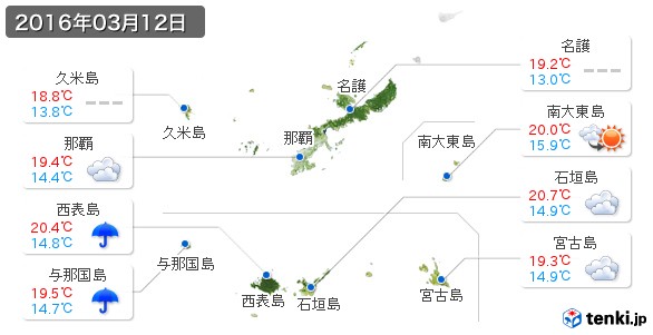 沖縄県(2016年03月12日の天気