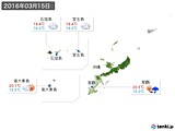 2016年03月15日の沖縄地方の実況天気