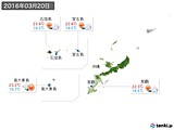 2016年03月20日の沖縄地方の実況天気