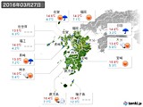 2016年03月27日の九州地方の実況天気