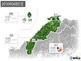2016年04月01日の島根県の実況天気