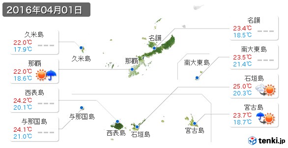 沖縄県(2016年04月01日の天気