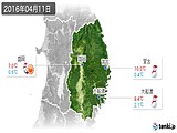 2016年04月11日の岩手県の実況天気