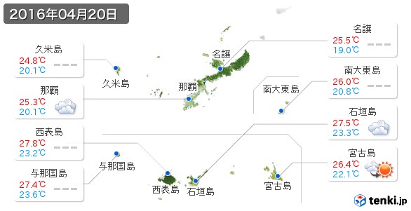 沖縄県(2016年04月20日の天気