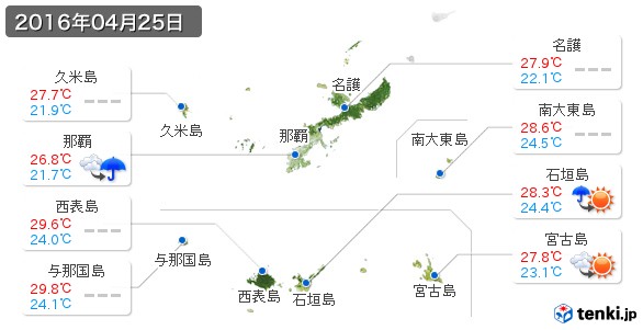 沖縄県(2016年04月25日の天気