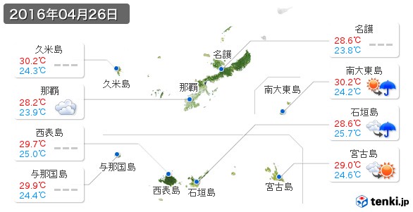 沖縄県(2016年04月26日の天気