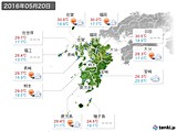 2016年05月20日の九州地方の実況天気