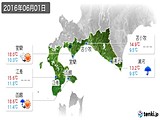 2016年06月01日の道南の実況天気