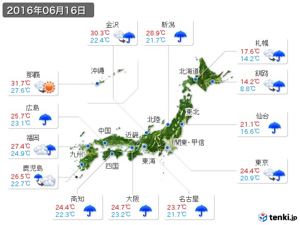 (2016年06月16日の天気