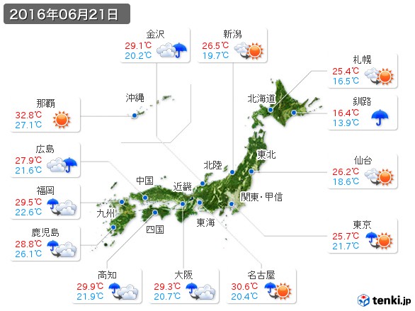 (2016年06月21日の天気