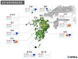 2016年06月23日の九州地方の実況天気