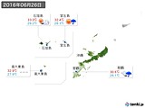 2016年06月26日の沖縄地方の実況天気