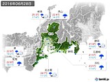 2016年06月28日の東海地方の実況天気