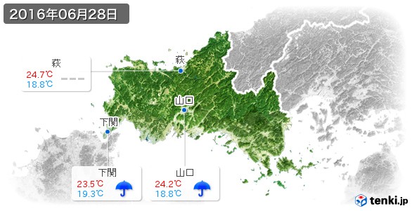 山口県(2016年06月28日の天気
