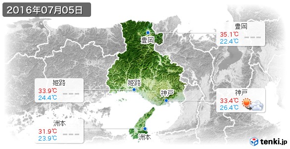 兵庫県(2016年07月05日の天気