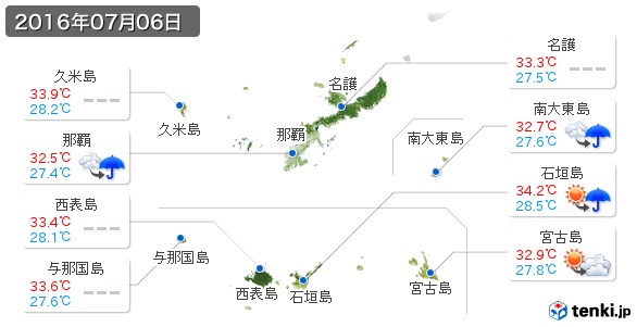沖縄県(2016年07月06日の天気