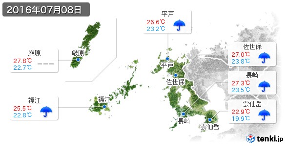 長崎県(2016年07月08日の天気