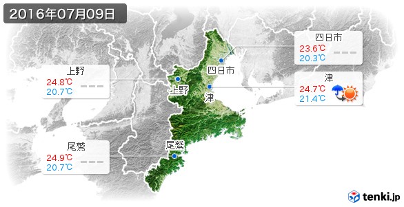 三重県(2016年07月09日の天気